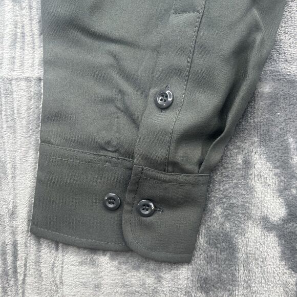 First Class Polyester Uniform Long Sleeve Button Up Shirt L 16-16.5 Green - Picture 3 of 11